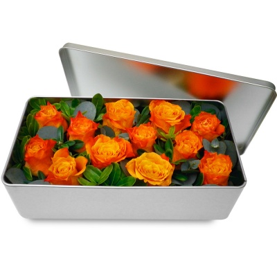 Boîte de roses Élégance de roses orange Boîte de roses Élégance de roses orange