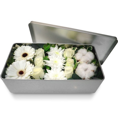 Boîte de fleurs Mélodie blanche Boîte de fleurs Mélodie blanche