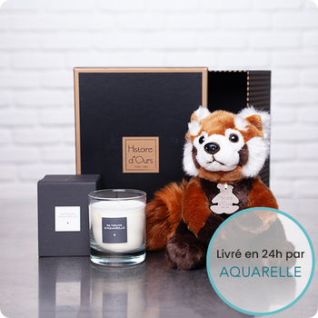 Bougie Tubéreuse et doudou panda roux