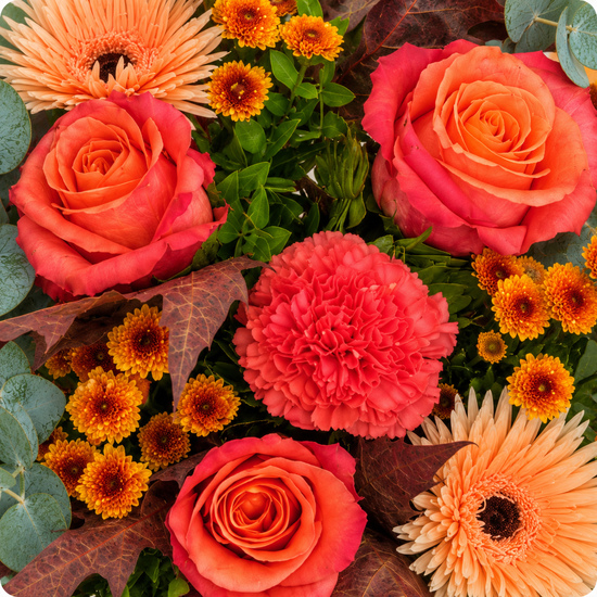 Bouquet Ambre, tons chauds d'automne, livré en 3h