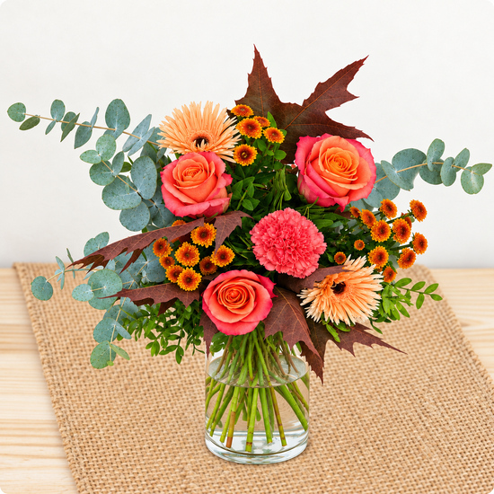 Bouquet Ambre, tons chauds d'automne, livré en 3h