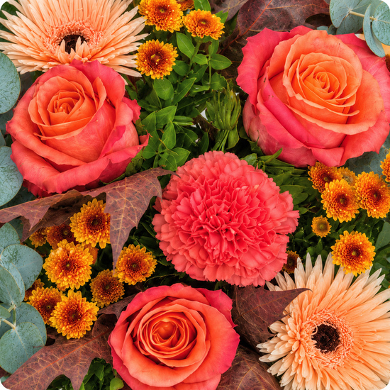 Bouquet Ambre, tons chauds d'automne, livré en 3h