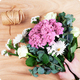 Bouquet avec hortensia rose pour naissance fille Bambina