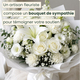 Bouquet blanc de deuil avec lys, lisianthus et roses blanches, composé par un artisan fleuriste