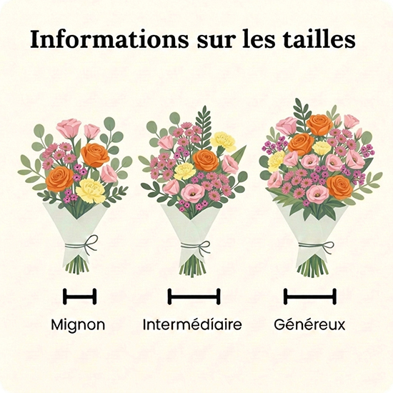 Bouquet de fleurs champêtre Coline avec de la rose