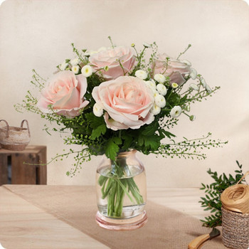 Bouquet avec de la rose rose - bouquet fraîcheur