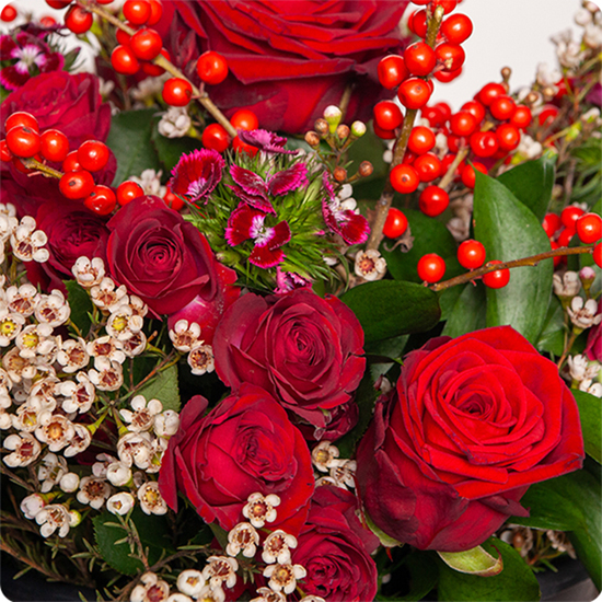Bouquet Couture avec de la rose rouge intense