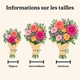 Bouquet de dahlias fuchsia et corail avec roses bicolores, lisianthus et limonium