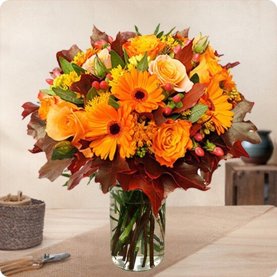 Bouquet Automne Artificiel LEIMEND 3 Branches – Déco Permanente, Couleurs Chaudes, Sans Entretien