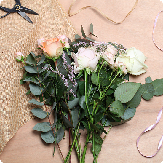 Bouquet de roses Guimauve