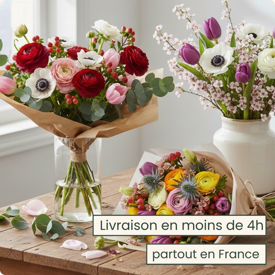 Bouquet de fleurs fraiches livrées aujourd'hui
