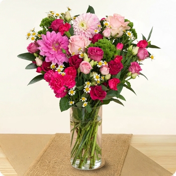 Bouquet de Saison - tons roses et fuchsia, livré en 3h