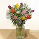 Bouquet de Saison composé de tulipes multicolores avec gypsophile et feuillage par 123fleurs