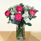 Bouquet rond de pivoines roses et roses fuchsia et blanches élégant 123fleurs