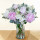 Bouquet rond de pivoines roses et roses fuchsia et blanches élégant 123fleurs