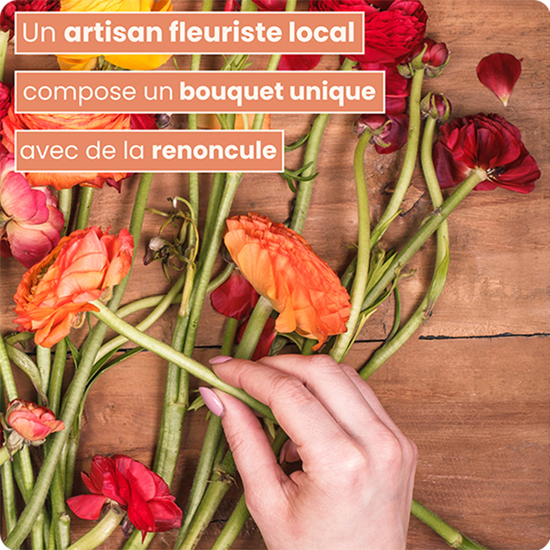 Bouquet du fleuriste avec de la renoncule - bouquet coloré