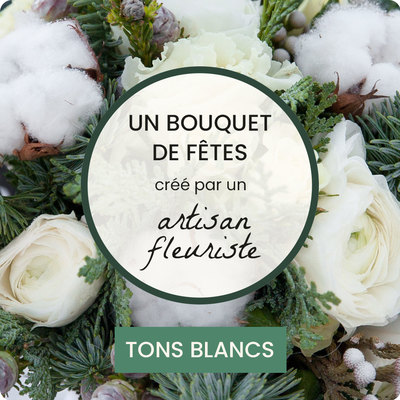 Bouquet du fleuriste de fêtes tons blancs