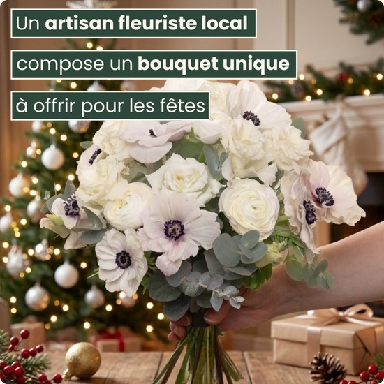 Bouquet du fleuriste de fêtes tons blancs