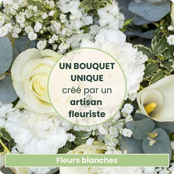 Bouquet du fleuriste pour deuil blanc