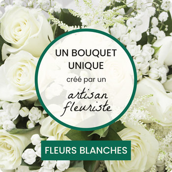 Bouquet du fleuriste pour deuil blanc