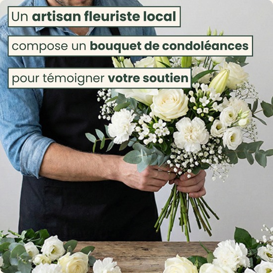 Bouquet du fleuriste pour deuil blanc