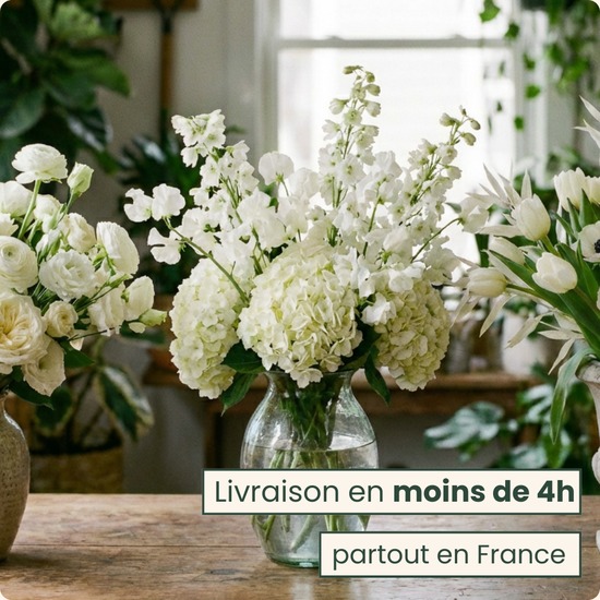 Bouquet du fleuriste pour deuil blanc
