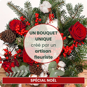 Bouquet du fleuriste de Noël tons rouges