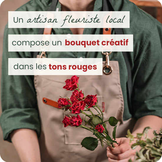 Bouquet du fleuriste de Noël tons rouges