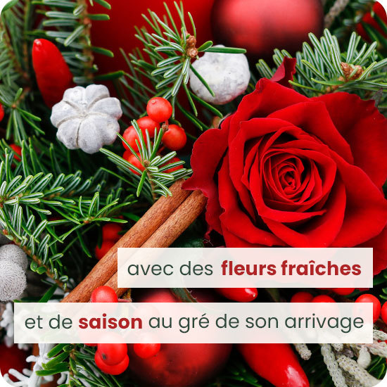 Bouquet du fleuriste de Noël tons rouges