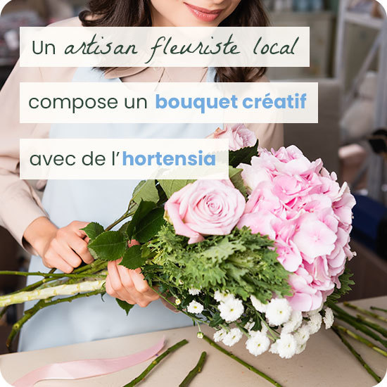 Bouquet du fleuriste avec de l'hortensia