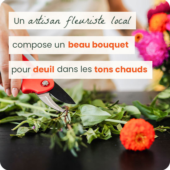 Bouquet du fleuriste tons chauds deuil