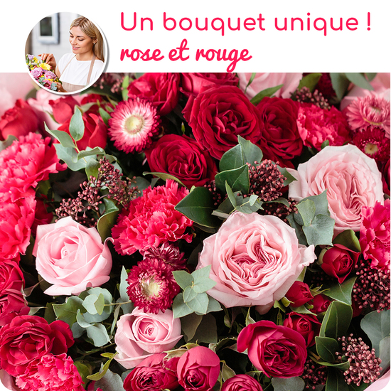 Bouquet du fleuriste rose et rouge - Livraison de fleurs | 123Fleurs