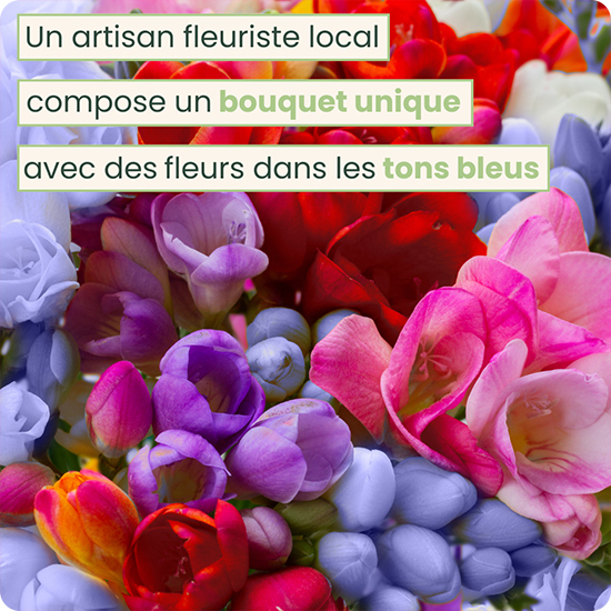 Bouquet du fleuriste avec des fleurs bleues