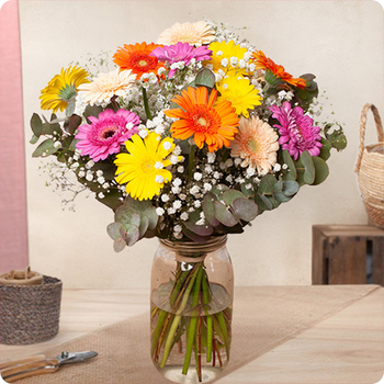 Bouquet de fleurs gerberas colorés Enjoy