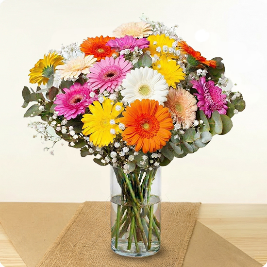 Bouquet de fleurs gerberas colorés Enjoy