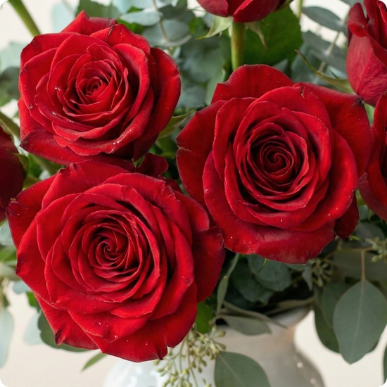 Bouquet avec de la rose rouge