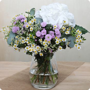 Craquez pour le Bouquet Impératrice : une composition naturelle et raffinée autour de l’hortensia blanc. Livraison rapide avec 123fleurs.