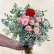 Bouquet de roses rouges et roses avec gypsophile - Bouquet Je t'aime - 123fleurs