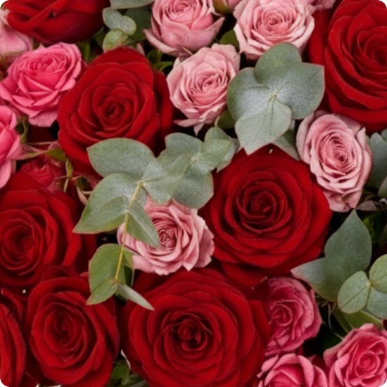 Le bouquet Liberty marie passion et tendresse avec des roses rouges et roses branchues. Une création florale idéale pour déclarer son amour. Livraison rapide avec 123fleurs.