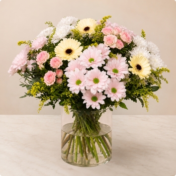 Offrez un bouquet signature raffiné aux tons crème et rose pâle