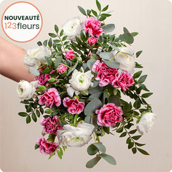 Bouquet dans les tons blancs et roses