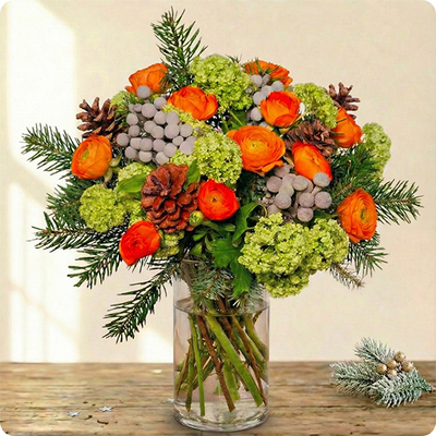 Bouquet Merveilleuses renoncules aux couleurs oranges