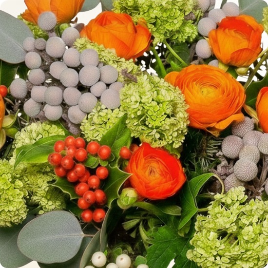 Bouquet Merveilleuses renoncules aux couleurs oranges