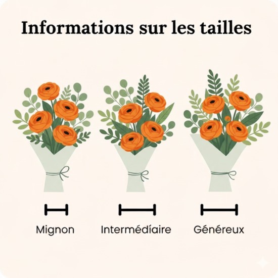 Bouquet Merveilleuses renoncules aux couleurs oranges