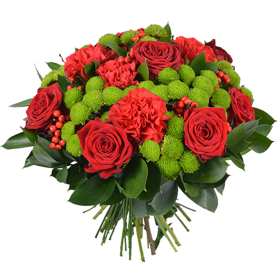 Bouquet nature rouge et vert