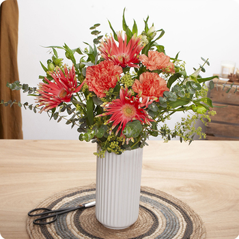 Bouquet champêtre Poppy gerbera spaghetti