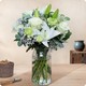 Bouquet élégant blanc et vert avec lys et roses - composition florale 123fleurs