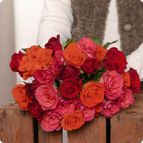 Bouquet dans un camaïeu avec des jolies roses