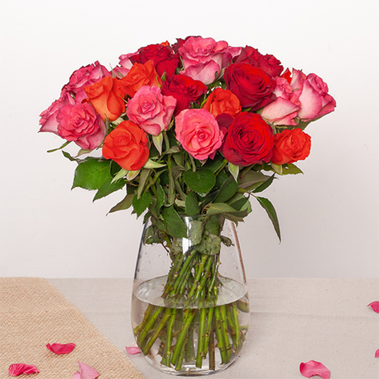 Bouquet dans un camaïeu avec des jolies roses