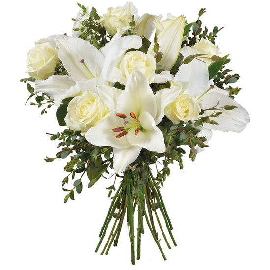Bouquet roses et lys - Livraison de fleurs | 123Fleurs